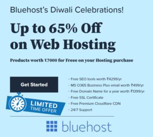 BLUEHOST DIWALI SALE 2021 – 65% OFF + Free Domain Name